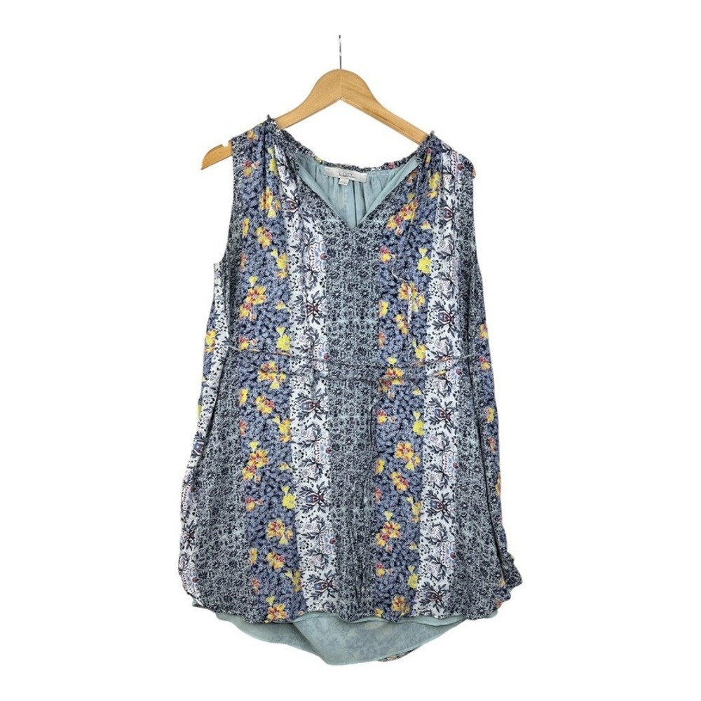 Ann Taylor Loft Floral Lined Shift‎ Dress - Women's Size XS Blue Yellow